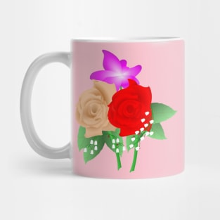 Red and Peach Rose Design Mug